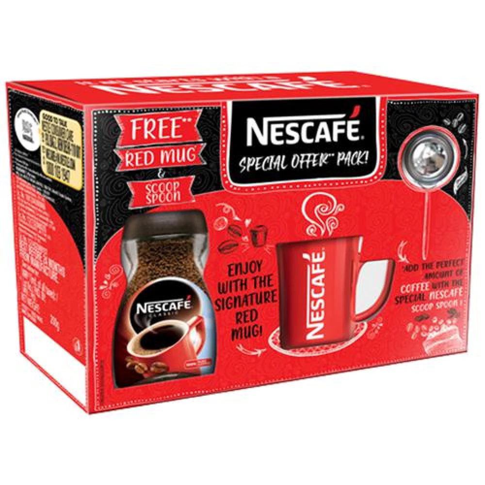 Nescafe  Classic 100percent Pure Instant Coffee - Special Offer Pack, 200 g (With Free Red Mug & Scoop Spoon)-1.webp